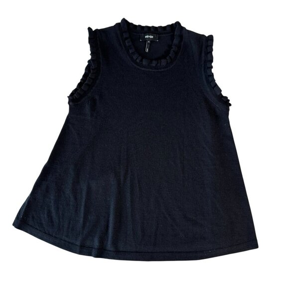 Me and Em womens size XS black knit sweater top wool silk blend ruffle trim - Picture 9 of 9